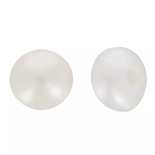 3.5mm Semi-perforated round flattened freshwater pearls - AAA Grade - White x2