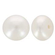 6mm Semi-perforated round flattened freshwater pearls - AAA Grade - White x2|raw }}