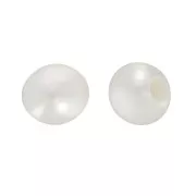 2mm Freshwater semi-pierced round beads - Grade AA+ - White x2
