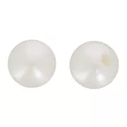 3mm Freshwater semi-pierced round beads - Grade AA+ - White x2