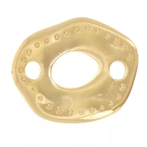 12x9.5mm Hollow hammered irregular spacer - fine gold plated x1