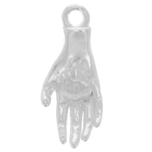 18x7mm 925 Sterling Silver Hand pendant - eye pattern x1