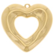 33x35mm Hammered hollow heart pendant - Fine gold plated x1