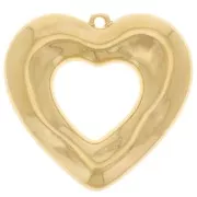 33x35mm Hammered hollow heart pendant - Fine gold plated x1