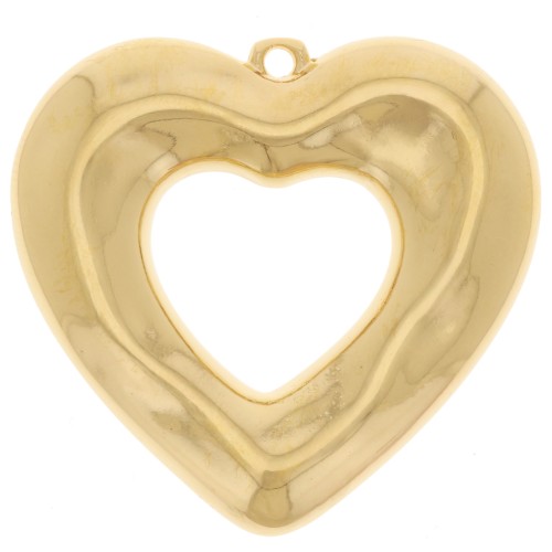 33x35mm Hammered hollow heart pendant - Fine gold plated x1