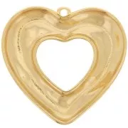 33x35mm Hammered hollow heart pendant - Fine gold plated x1