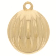 16mm Round domed striated pendant - Fine gold plated x1|raw }}