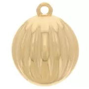 16mm Round domed striated pendant - Fine gold plated x1