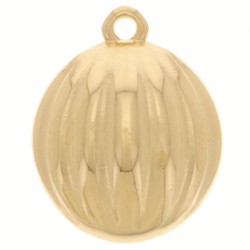 16mm Round domed striated pendant - Fine gold plated x1
