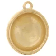 16mm Round domed striated pendant - Fine gold plated x1
