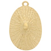 24x16mm Textured oval pendant - Fine gold plated x1
