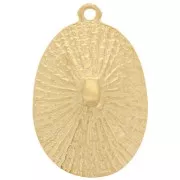 24x16mm Textured oval pendant - Fine gold plated x1