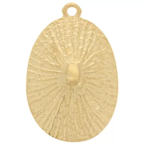 24x16mm Textured oval pendant - Fine gold plated x1