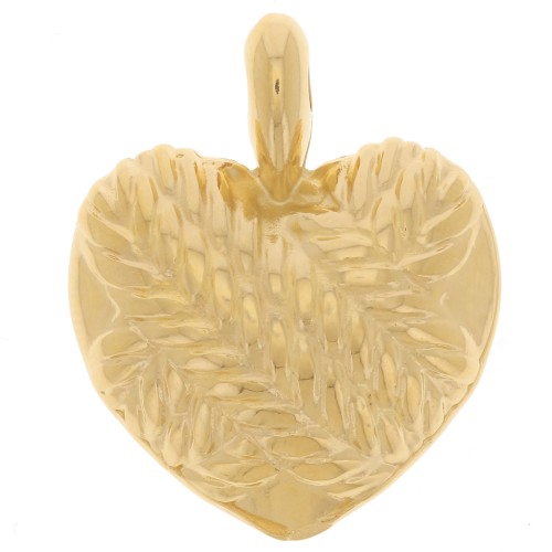 27x22mm Curved heart pendant - braided effect - Fine gold plated x1