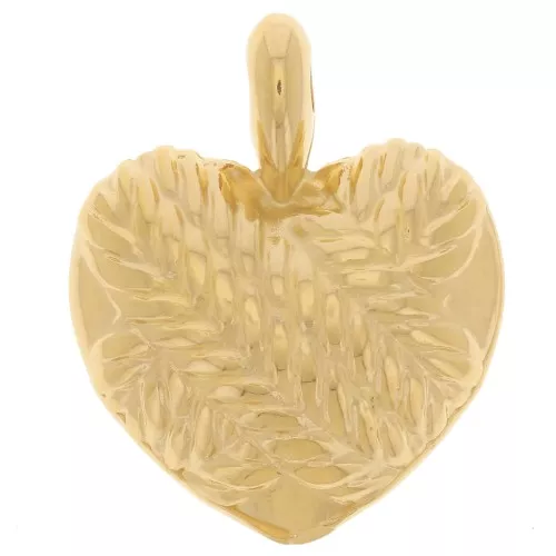 27x22mm Curved heart pendant - braided effect - Fine gold plated x1
