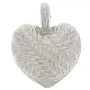 27x22mm Curved heart pendant - braided effect - Antique fine silver plated x1