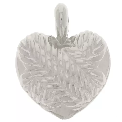 27x22mm Curved heart pendant - braided effect - Antique fine silver plated x1