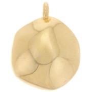 22mm Round irregular hammered pendant - Fine gold plated x1