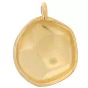 22mm Round irregular hammered pendant - Fine gold plated x1