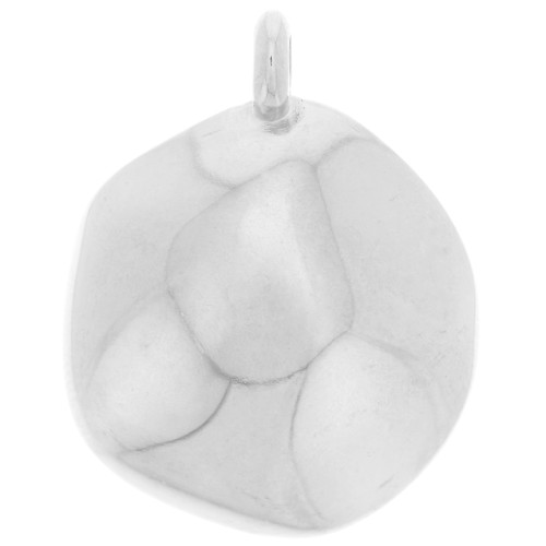 22mm Round irregular hammered pendant - Fine silver plated x1