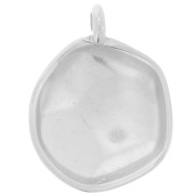 22mm Round irregular hammered pendant - Fine silver plated x1