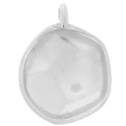 22mm Round irregular hammered pendant - Fine silver plated x1