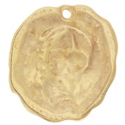 25x22mm Irregular pendant with epoxy resin - Fine gold plated - White x1