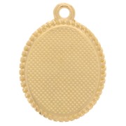 19x14mm Oval pendant - Mushroom pattern - Fine gold plated - Blue - Red x1