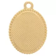 19x14mm Oval pendant - Mushroom pattern - Fine gold plated - Blue - Red x1