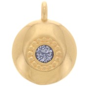 13.5mm round charm with epoxy resin - Fine gold plated - Grey glitter x1|raw }}