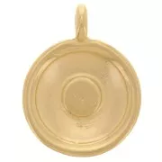 13.5mm round charm with epoxy resin - Fine gold plated - Grey glitter x1