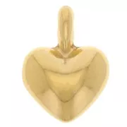 Curved heart charm 13x10 mm - Fine gold plated x1