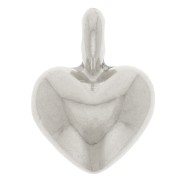 Curved heart charm 13x10 mm - Fine silver plated x1