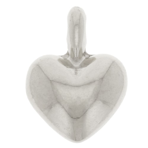 Curved heart charm 13x10 mm - Fine silver plated x1