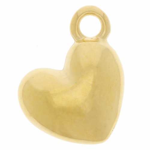 Domed heart charm 12x10 mm - Fine gold plated x1