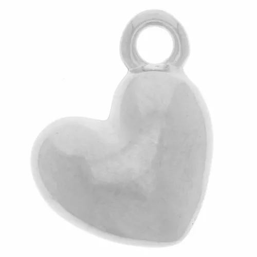 Curved heart charm 12x10 mm - Fine silver plated x1