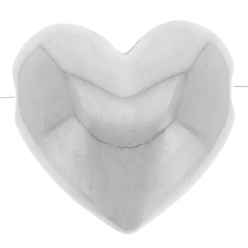 Domed heart bead 16x17 mm - Fine silver plated x1
