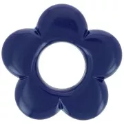 Pendentif fleur 21 mm en résine opaque - Bleu foncé x1