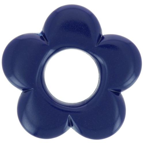 21mm flower pendant in opaque resin - Dark blue x1