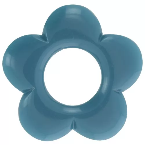 21mm flower pendant in opaque resin - Peacock blue x1