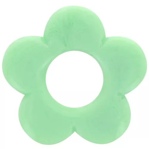 21mm flower pendant in opaque resin - Marbled jade green x1