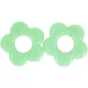 21mm flower pendant in opaque resin - Marbled jade green x1