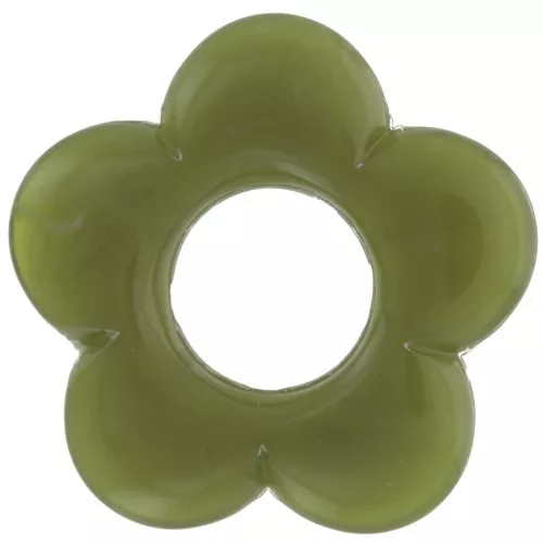 21mm flower pendant in opaque resin - Marbled Military Green x1