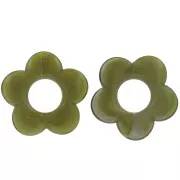 21mm flower pendant in opaque resin - Marbled Military Green x1