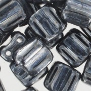 Groovy Tiles 6 mm Jet Hematite x20