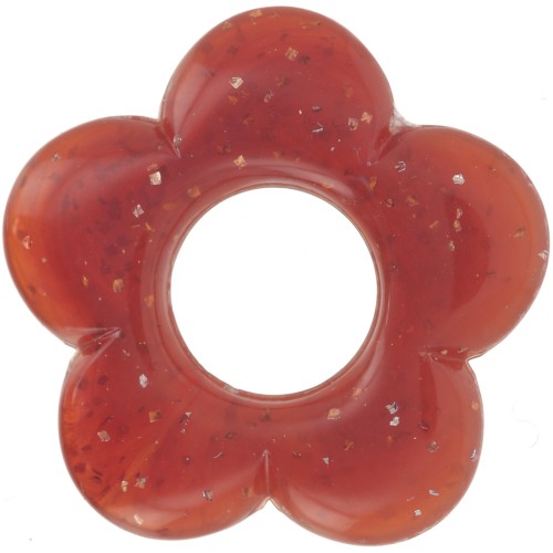 21mm flower pendant in translucent resin - Cuivré pailleté x1