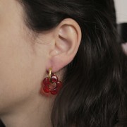 21mm flower pendant in translucent resin - Cuivré pailleté x1