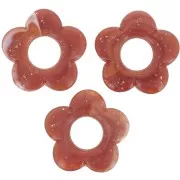 21mm flower pendant in translucent resin - Cuivré pailleté x1