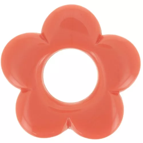 21mm flower pendant in opaque resin - Coral pink x1