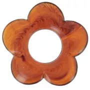 Pendentif fleur 21 mm en résine translucide - Fauve marbré x1